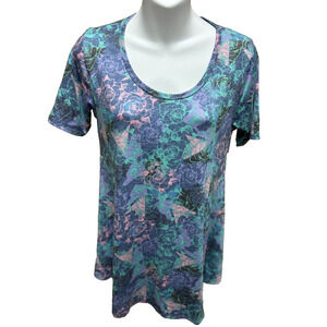 LuLaRoe Womens Perfect T Tunic Shirt Size XXS 90's Floral New Top Blouse S/S